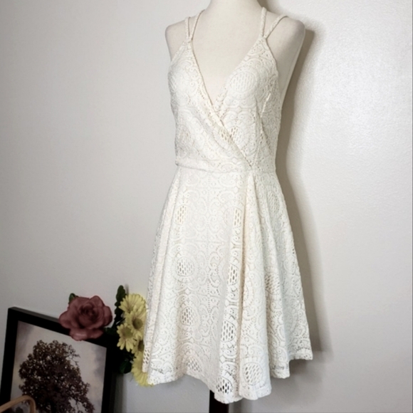 Romeo & Juliet Cream of the Crop Lace Skater Dress Y2K Summer Bohemian - Picture 1 of 15
